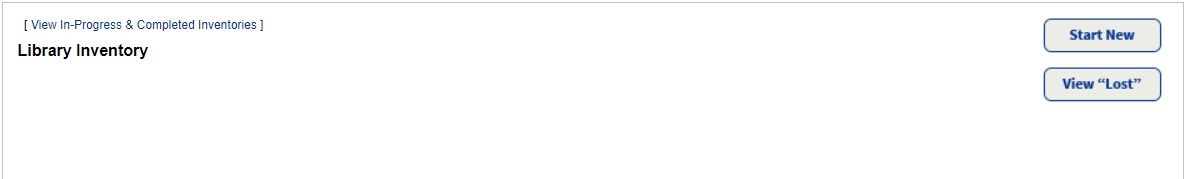 Inventory page with Start New button available.