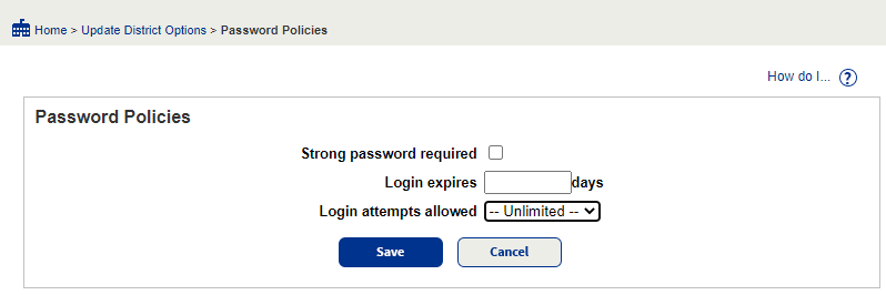 Password Policies page.
