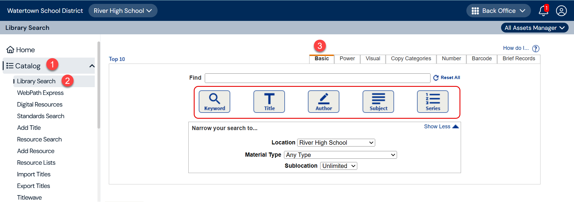 Basic search sub-tab.