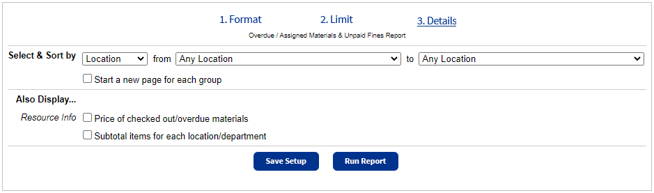 Checked in Materials report, step 3 limited to My Locations/Departments.