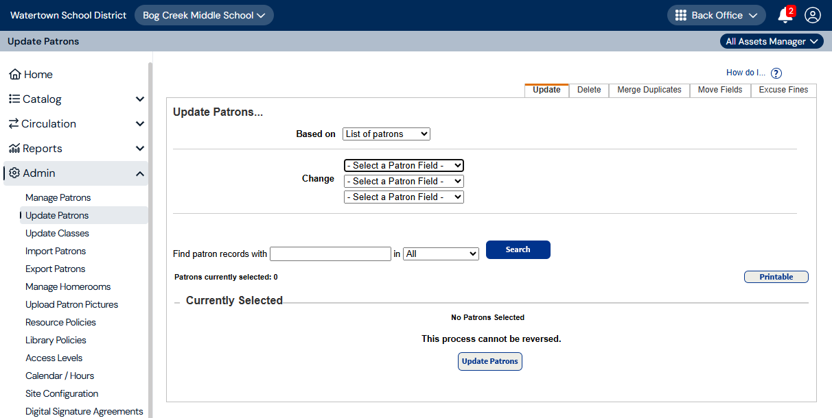 Update Patrsons page Update sub-tab based on patron list
