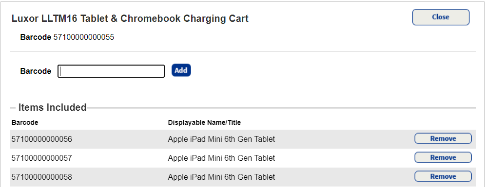 Update Included Items page.