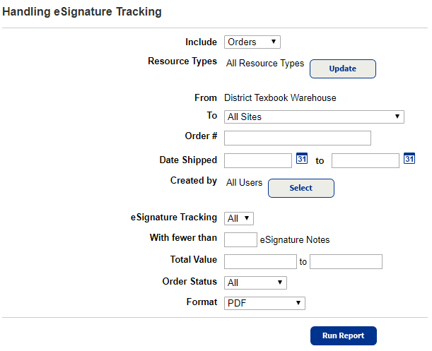 Handling eSignatures Tracking for Resource Orders